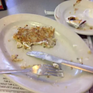 German potato pancakes, what&apos;s left. I promise they looked better before I ate them! Lol