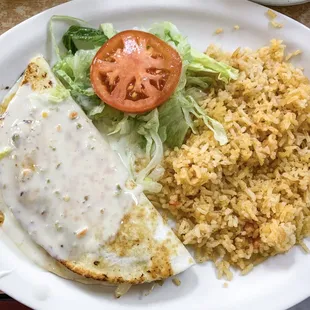 Chicken quesadilla with rice