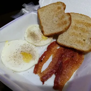 To pre cook eggs bacon and toast $5