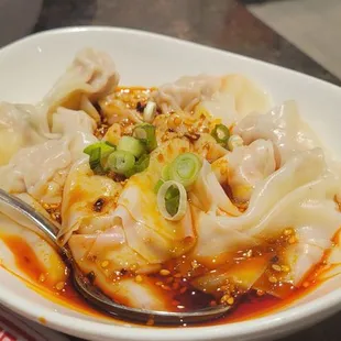 Red chili oil wontons