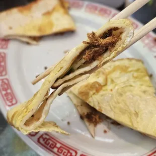 Egg Pancake with Pork Floss