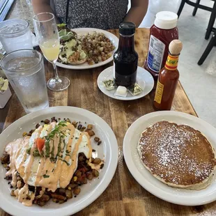 CHORIZO HASH and SINGLE WW PANCAKE