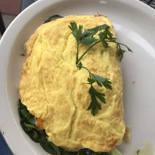 Spinach, broccoli, and jack omelette