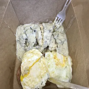 Small order of biscuits/gravy/sausage/egg.