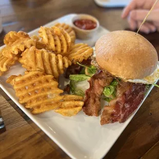 Bacon egg burger, boyfriend was super happy with the 4 pieces of bacon it came with.