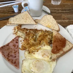 Half ass care in what gets served. Notice the slice of ham..what a joke!!