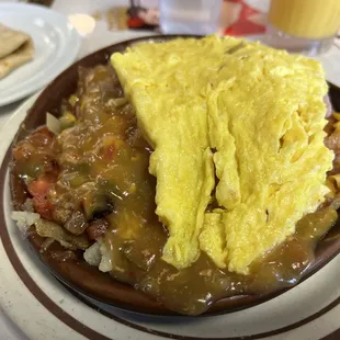 Mucho Skillet w/Green Chili &amp; a tortilla