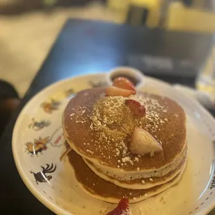 Strawberry cheesecake pancakes.