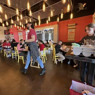 people eating in a restaurant