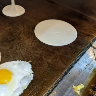 a fried egg on a plate