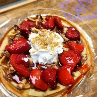 Waffle with Nutella and Strawberries