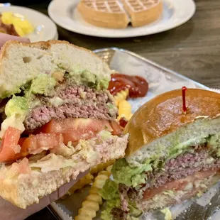 My guacamole burger was served a perfect, medium rare, as requested. This thing was good and filling! And look at those December tomatoes!