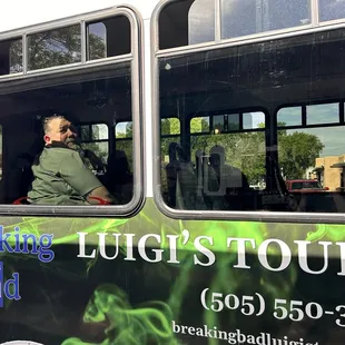 In the bus ready to roll