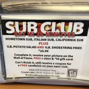 Sub Club challenge details