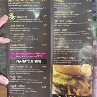 menu, sandwiches