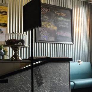 a chalkboard with a menu on it