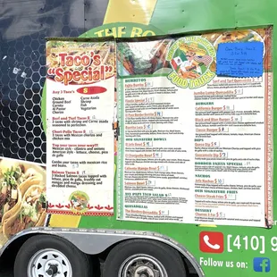 Menu from August 2021