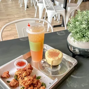 a tray of food on a table