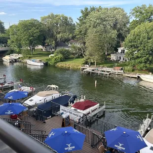 a view of boats docked at a dock