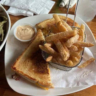 Calley grilled cheese with Parmesan fries