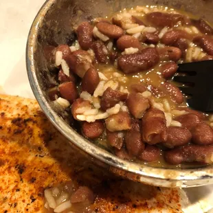 a bowl of beans and rice