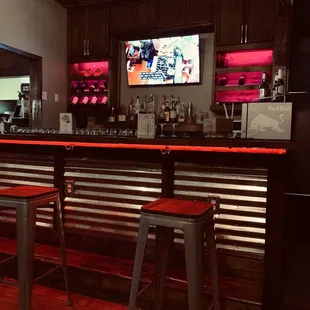 the bar with stools