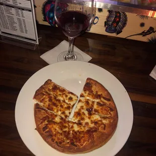 Cheese bread and red moscato