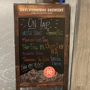 a chalk board with a menu on it