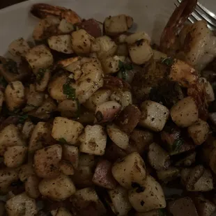 Very old fishy smell and taste to "prawn" potato dish. Had to be bad seafood....Inedible