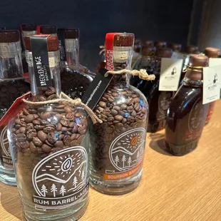 bottles of coffee beans