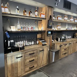 shelves of liquor