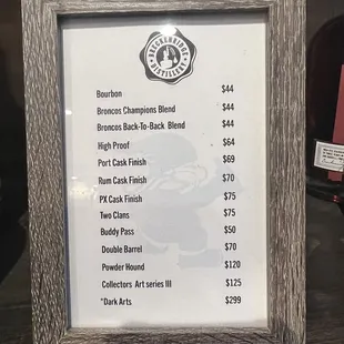 Bourbon bottle prices