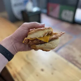 Chicken biscuit breakfast sandwich