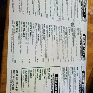 menu