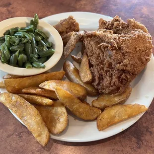 Broasted Chicken Potato Wedges Green Beans - From the Menu