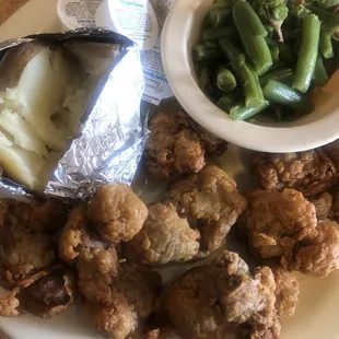 The best gizzards ever! With baked potato and green beans