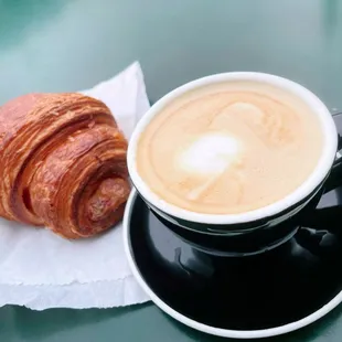 Cappuccino + Ham and cheese croissant from next door (Ariscault)