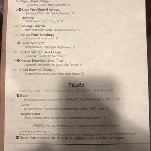 Appetizers and salads