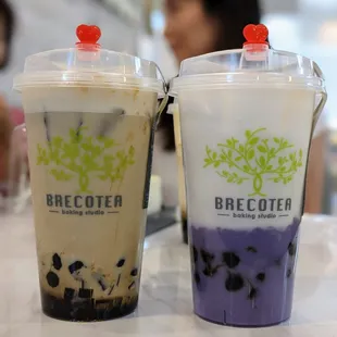 2. Yuen Yeung Milk Tea ($4.55). 13. Boba Taro Milk Latte ($4.95). Both size medium.