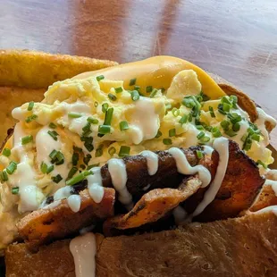 The sandwich with sausage with added bacon