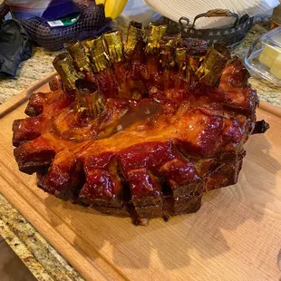 The crown roast that I purchased from Bree's Meats finished product! So delicious !!