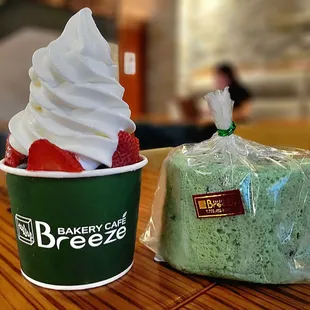 Wildberry Yogurt Snow and Italian Blueberry Roll Cake.