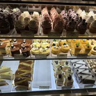 a variety of desserts on display