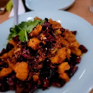 Diced Chicken with Chili Pepper/辣子雞丁. $24. Very tasty