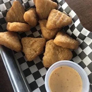 Fried Mac and cheese bites.