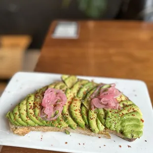 avocado toast with pickled onions