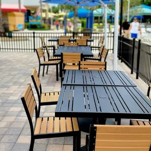 tables and umbrellas