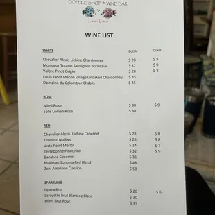 Wine list