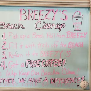 Free coffee if you pick up a bag of trash on the beach.