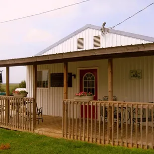 the front porch of the winery